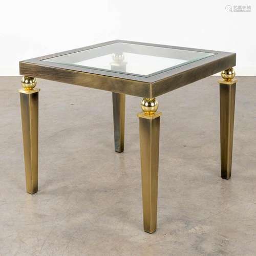 Belgo Chrome, a side table, brass and glass. (D:62 x W:62 x ...