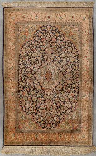 An Oriental hand-made carpet, silk and wool, Tabriz. (D:104 ...