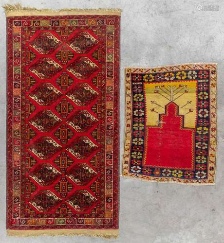 Two Oriental hand-made carpets. Afghan & Turkey (D:195 x...