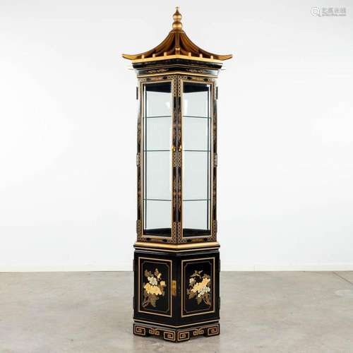 A large hexagonal display cabinet with Chinoiserie decor. 20...