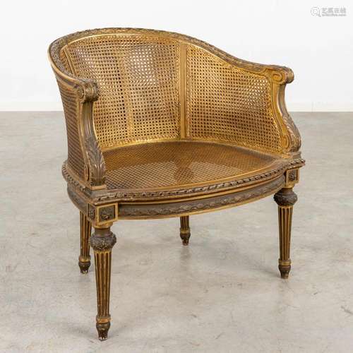 An armchair with double caning, Louis XVI style. 19th C. (D:...