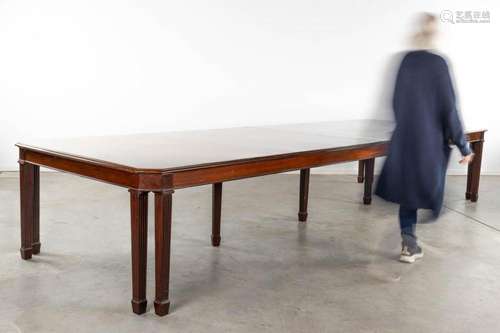 An exceptionally large English conference room table, mahoga...