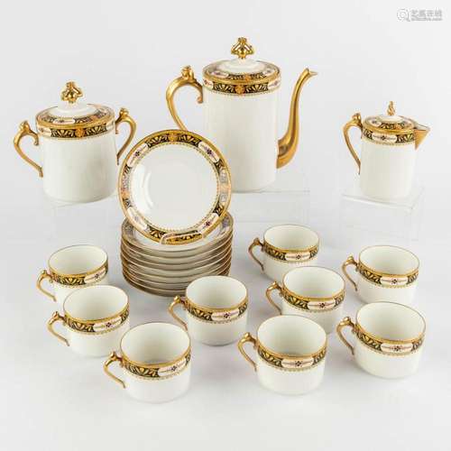 A 21-piece porcelain coffee service, Limoges. (D:11 x W:22 x...