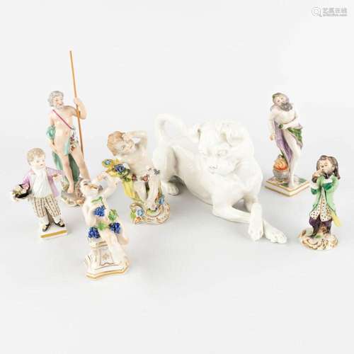 Meissen, Nymphenburg, Rudolstadt, a collection of 7 pieces o...