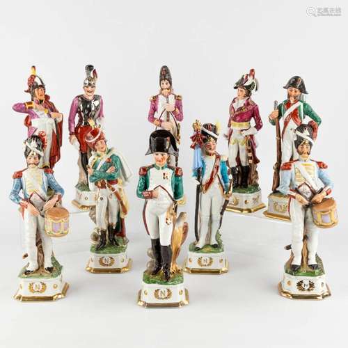 Napoleon and the generals, 10 pieces. 20th C. (H:31 cm)