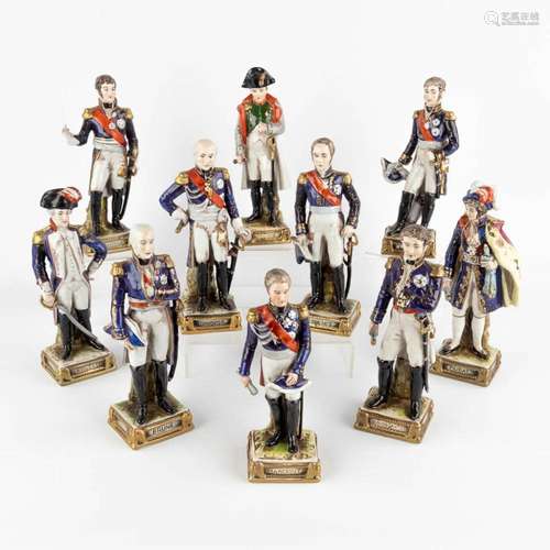 Napoleon Bonaparte and 9 Generals, Polychrome porcelain, 20t...