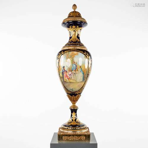 Sèvres, an exceptionally large vase, hand-painted porcelain ...