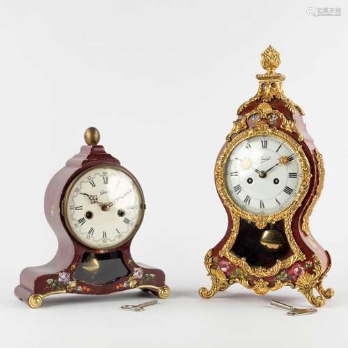 Two mantle clocks with a hand-painted decor, Gewes and Schmi...