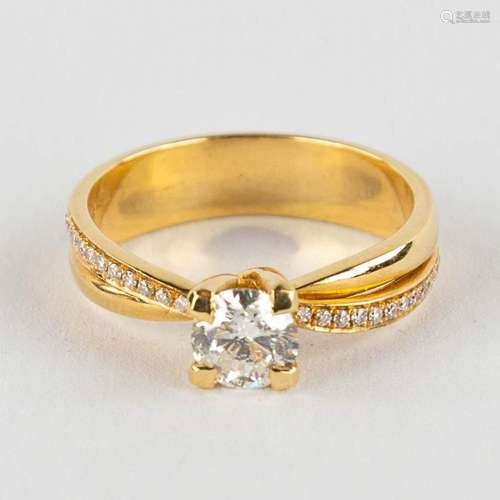 A ring, 18kt yellow gold with solitary diamond, appr. 0,61ct...