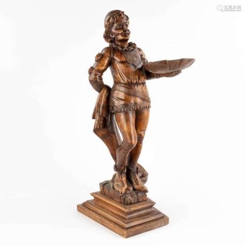 An antique wood sculpture of a noble man, Walnut, France, 19...