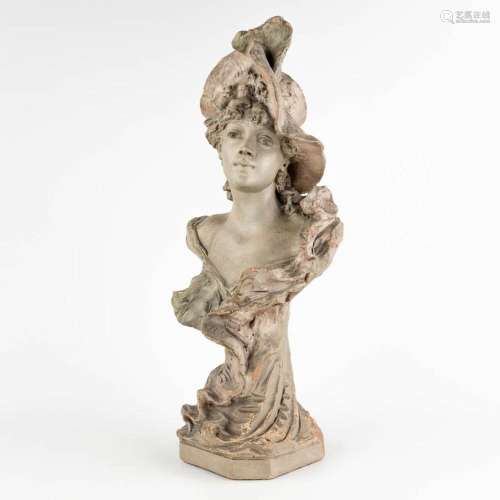 Van Hasselt & Co, 'Bust of a lady' patinated ter...