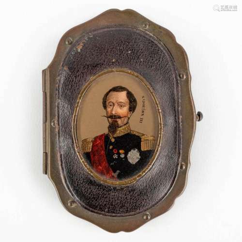 An antique wallet with a miniature painting of Napoleon 3rd ...