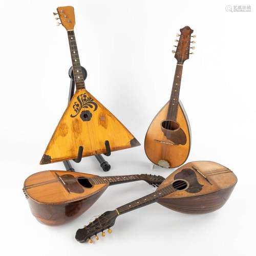 Three mandolines and a Balalaika. 20th C. (D:43 x W:67 x H:1...