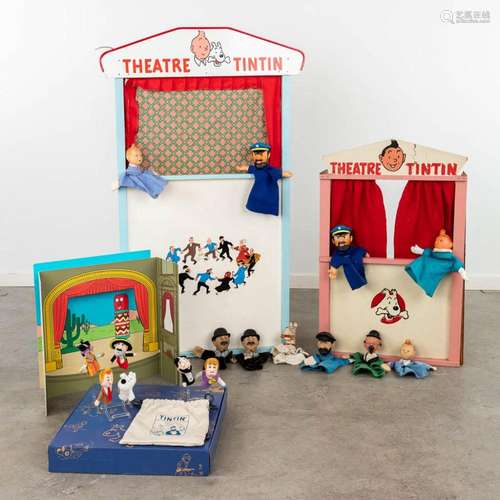 Tintin, a collection of 3 puppet show frames with matching d...