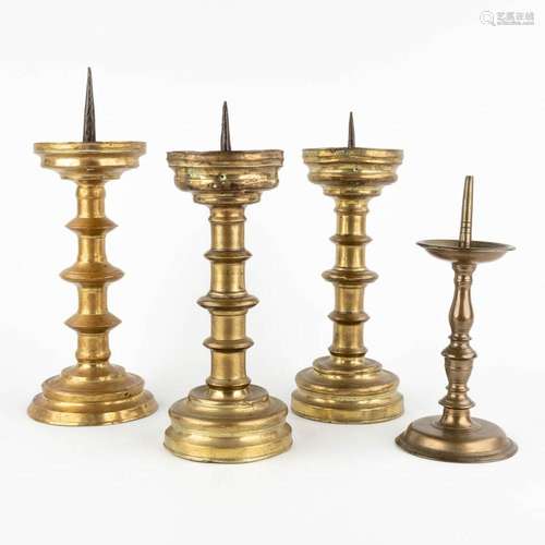 Four candlesticks, bronze, France and Germany, 17th-18th C. ...