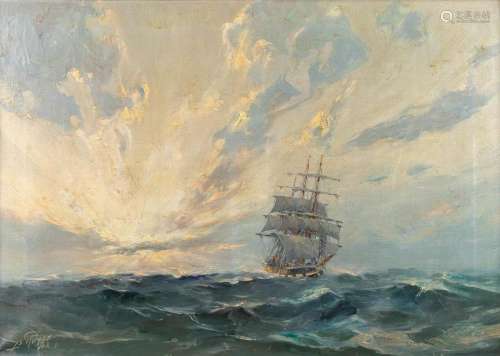 Louis ROYON (1882-1968) 'Marine' oil on canvas. (W:5...