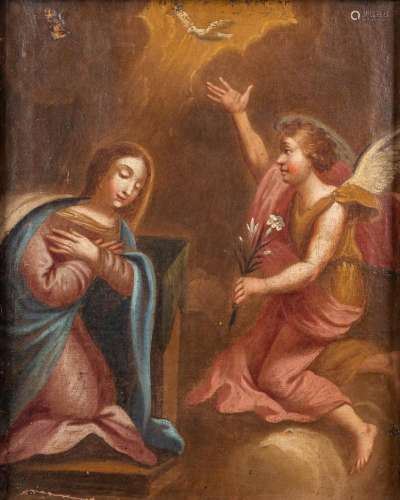 An antique painting 'The Annunciation' oil on canvas...