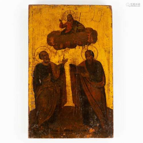 An Eastern European Icon, Peter and Paul, panel. (W:27 x H:4...
