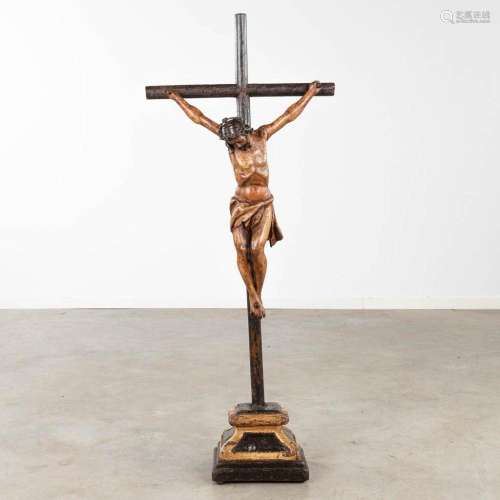 A wood sculptured corpus christi, hanging from the cross. 17...