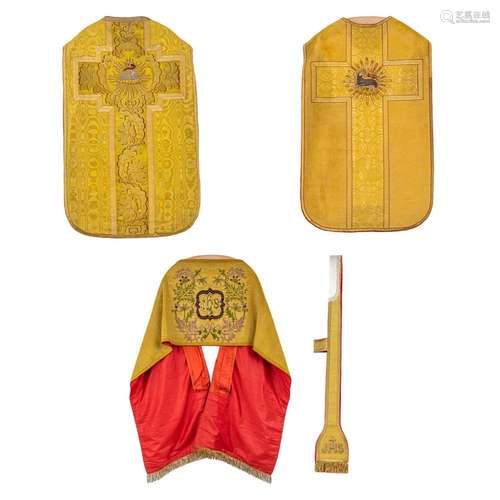 Lithurgical vestments 'Two Roman Chasubles and a humeral...