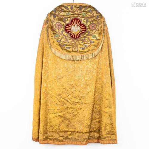 A lithurgical vestment 'Cope', thick gold thread emb...