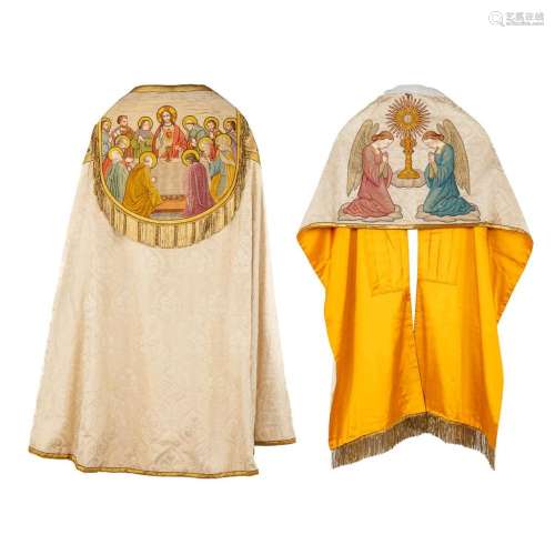 A lithurgical vestment 'Cope and Humeral veil', thic...