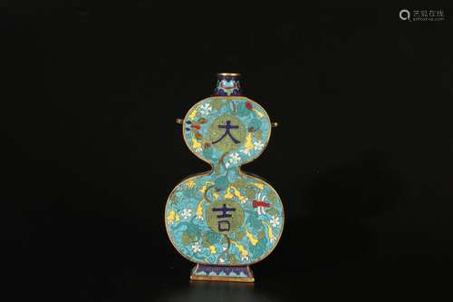 Un vase en porcelaine cloisonnée Jingtai bleu de la dynastie...