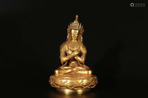 Statue de Bouddha en bronze et en vermeil