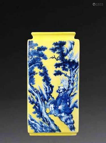 Wangbu blue and white and yellow flat bottle