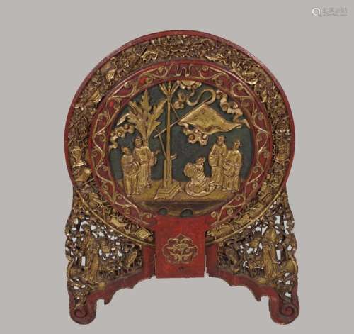 CHINESE QING LACQUERED CEREMONIAL PANEL
