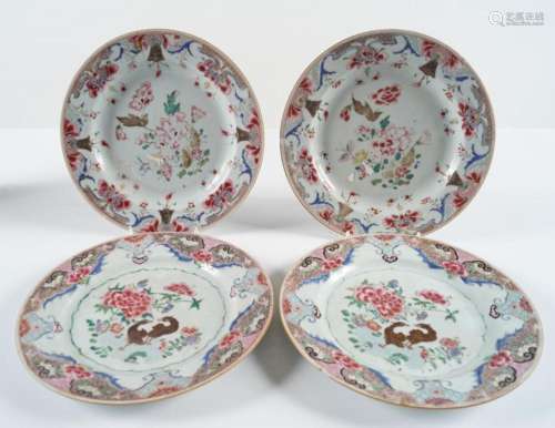 4 CHINESE 18TH-CENTURY FAMILLE ROSE PLATES