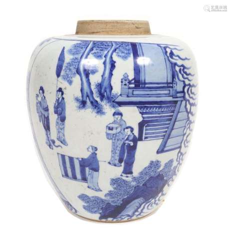 CHINESE QING BLUE AND WHITE JAR