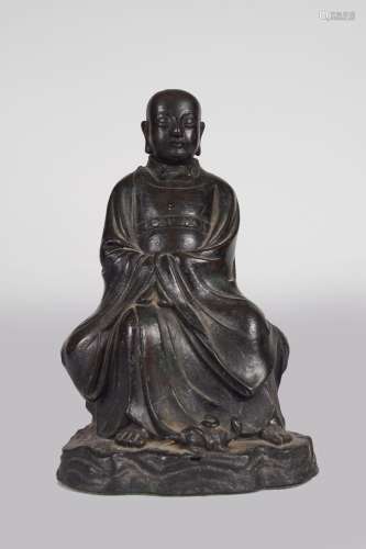 CHINESE QING BRONZE DAOIST FIGURE