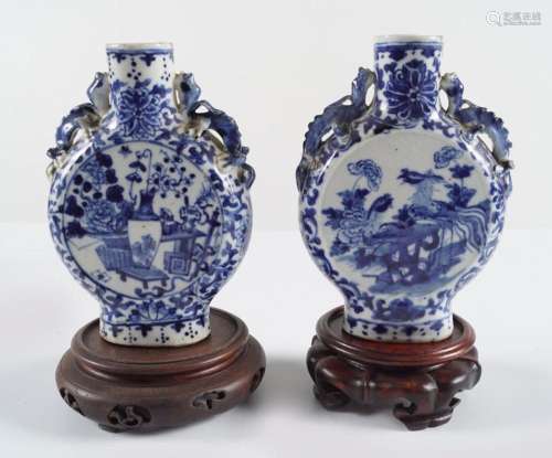 PAIR OF CHINESE QING BLUE & WHITE VASES