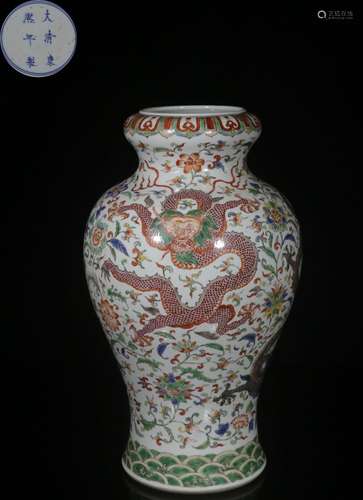 Porcelain Appreciation Vase with Famous Flowers and Dragon P...