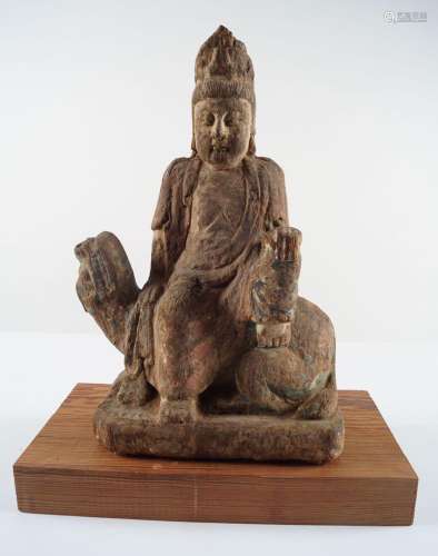 CHINESE CARVED WOOD BUDDHA