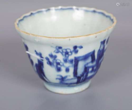 CHINESE QING BLUE AND WHITE CUP