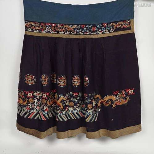 CHINESE QING DRAGON KESI SILK COURT SKIRT