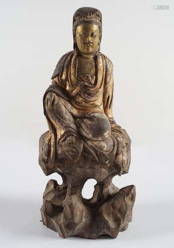 CHINESE QING PARCEL-GILT WOOD BUDDHA