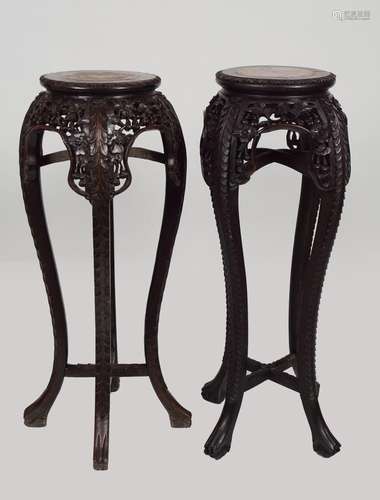 PAIR 19TH-CENTURY CHINESE HARDWOOD STANDS