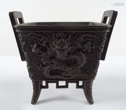 CHINESE QING ARCHAISTIC BRONZE CENSER