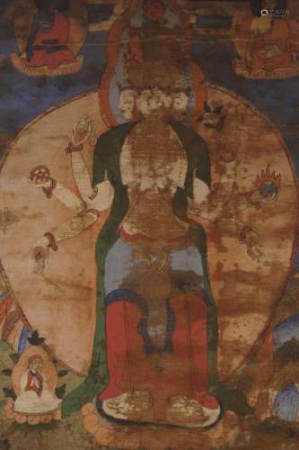 19TH-CENTURY TIBETO-CHINESE PAINTED THANGKA