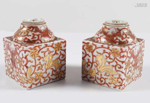 PAIR OF CHINESE QING PORCELAIN CADDIES