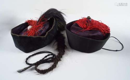 TWO 19TH-CENTURY CHINESE MANCHURIAN COURT HATS