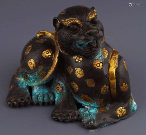 CHINESE BRONZE AND GOLD SCULPTURE