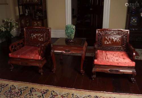 PAIR CHINESE HARDWOOD CEREMONIAL PALACE CHAIRS