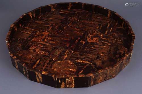 LACQUERED ORIENTAL PARQUETRY TRAY