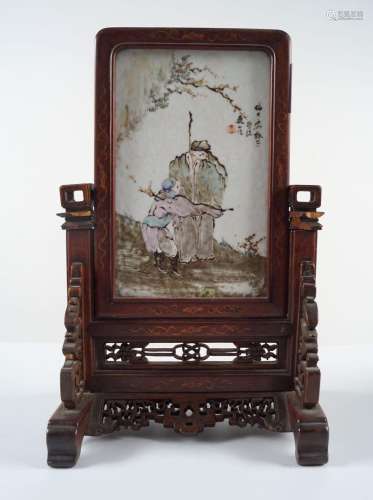 CHINESE QING PORCELAIN SCHOLAR'S SCREEN