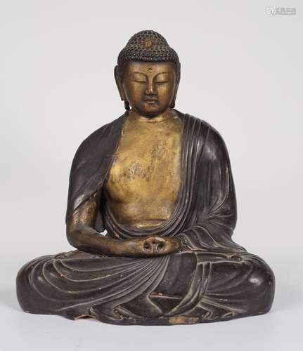 CHINESE QING BRONZE TERRACOTTA BUDDHA