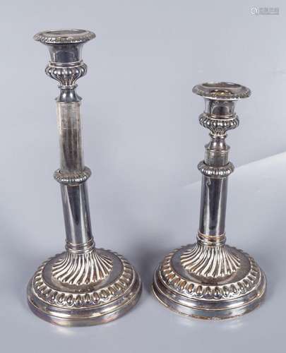 GEORGE III STYLE SHEFFIELD PLATED CANDLESTICKS